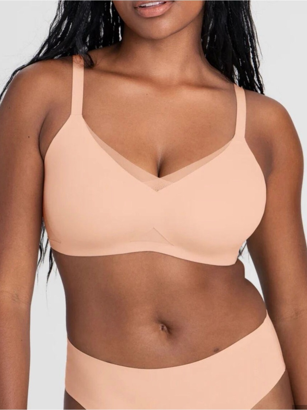 NEW HONEY LOVE CROSSOVER WIRELESS BRA blush 34D